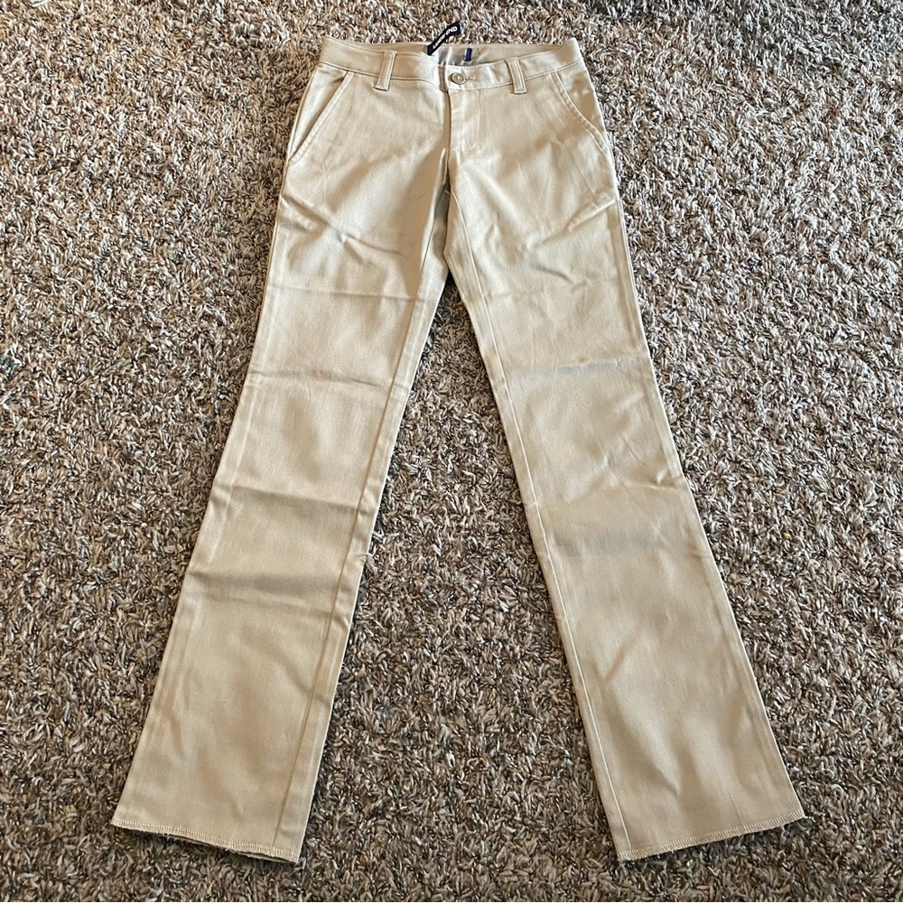 Lands End girls Size 7 Khaki Chino Pants Unhemmed